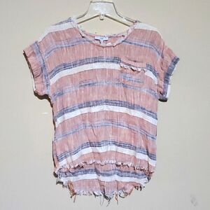 ‎FATE Striped Raw Hem Top - Size Small